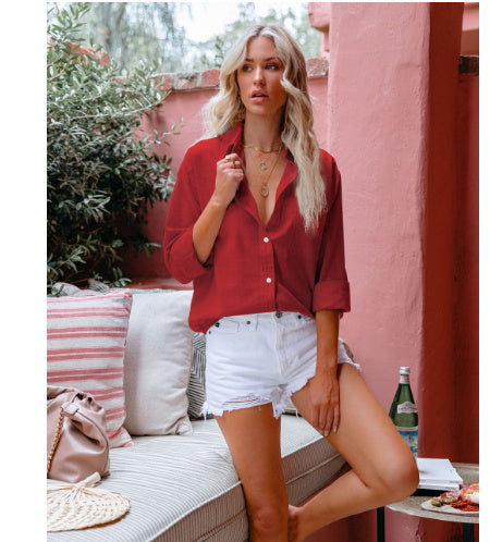 Chemise Cardigan à Col Revers