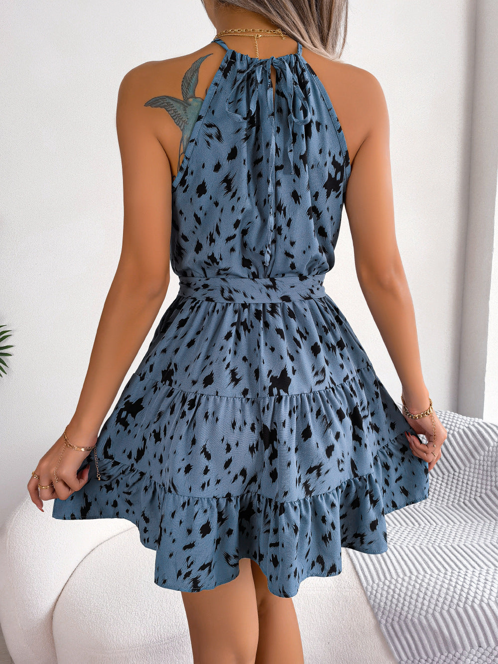 Robe d'Été Léopard à Volants