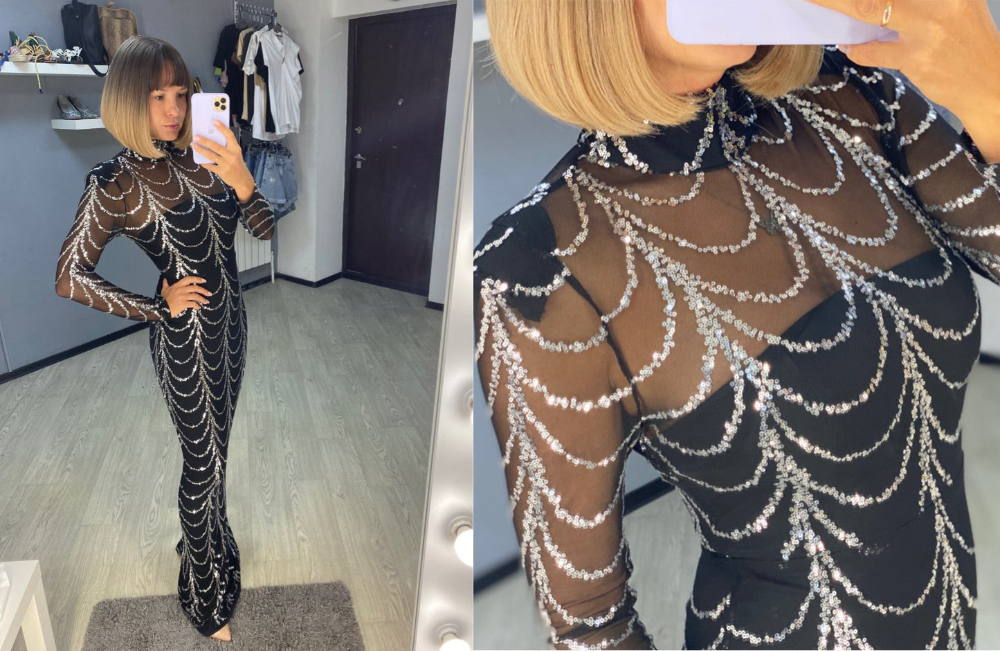 Robe Longue à Paillettes Élégante