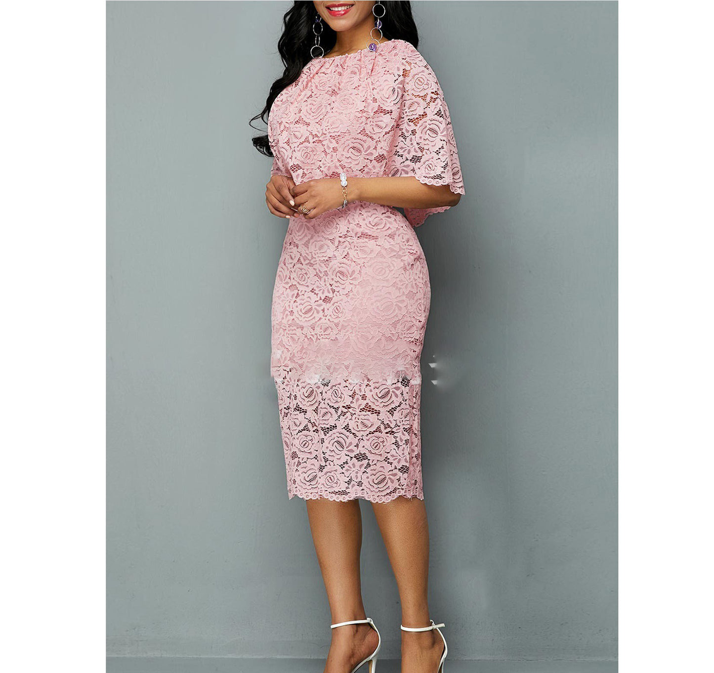 Robe Midi en Dentelle Africaine