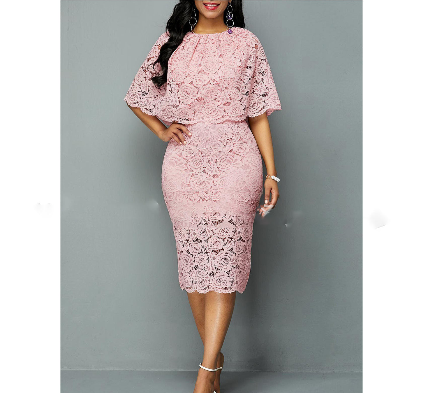 Robe Midi en Dentelle Africaine