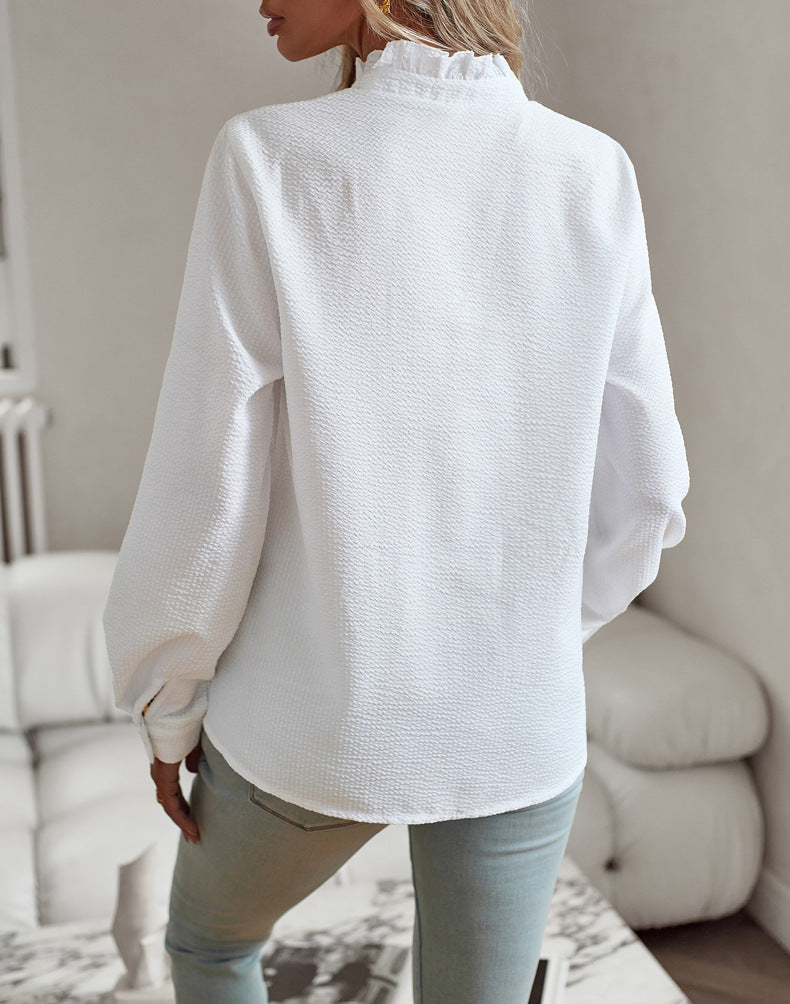 Chemise Élégante à Rayures avec Volants