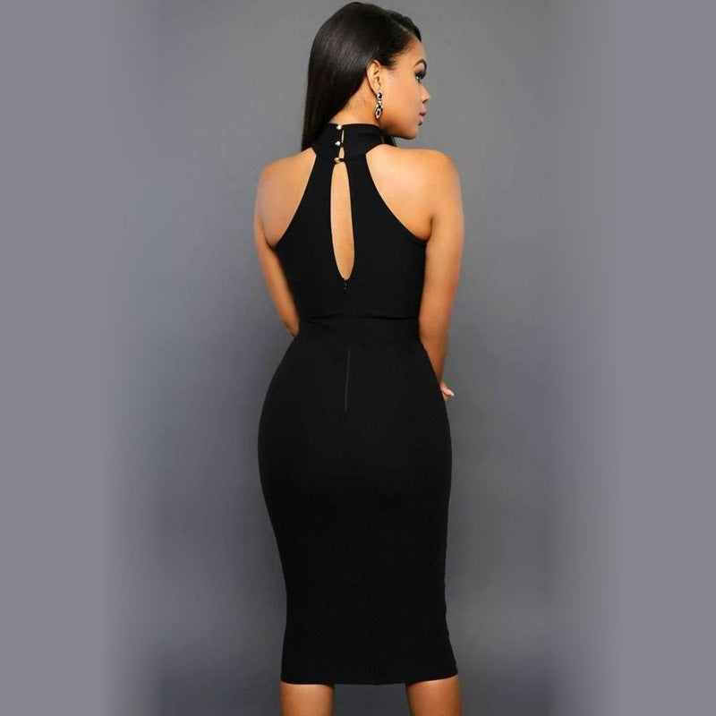 Robe de Soirée Mi-Longue à Col Noué