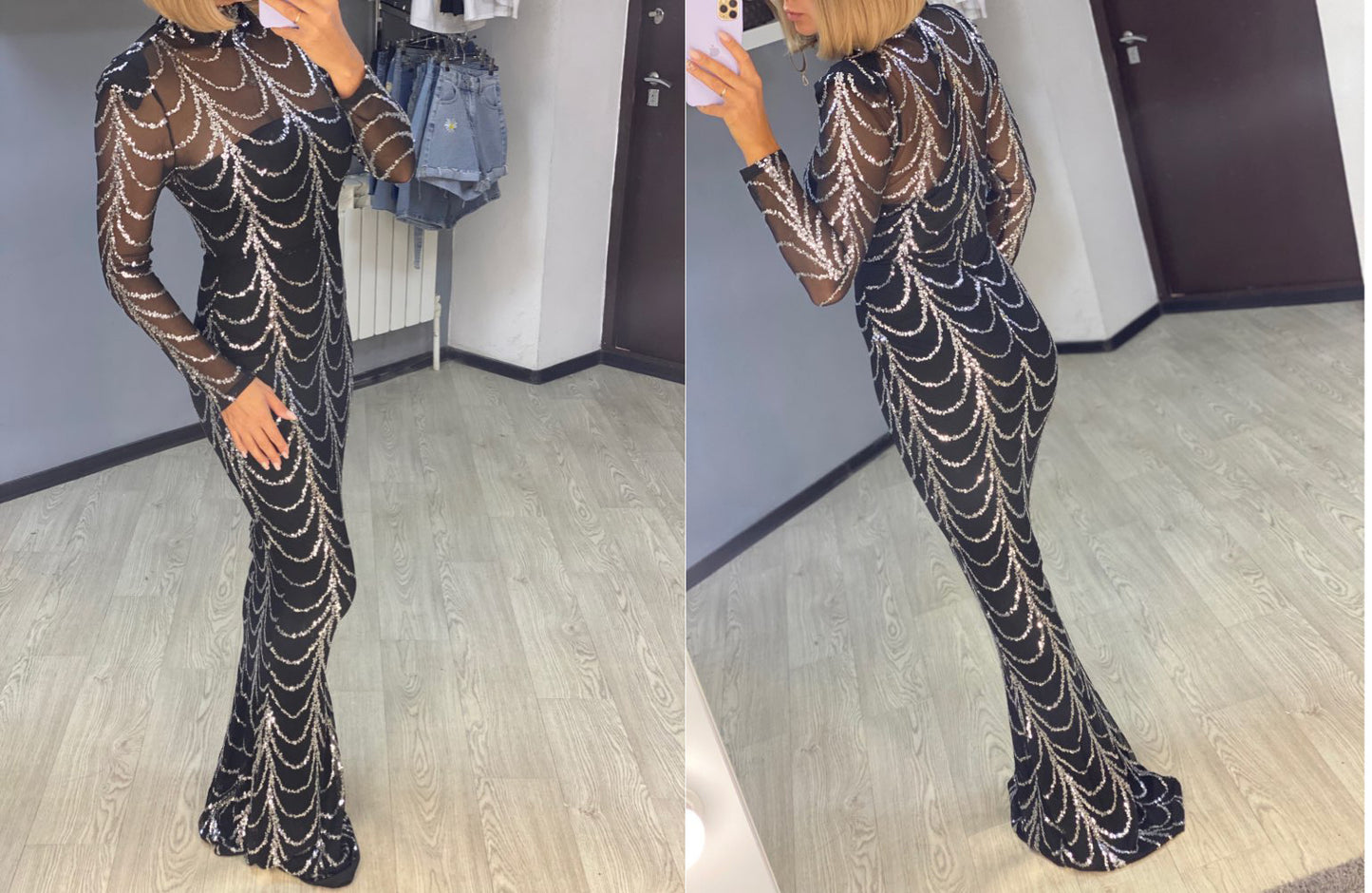 Robe Longue à Paillettes Élégante