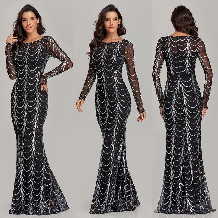 Robe Longue à Paillettes Élégante