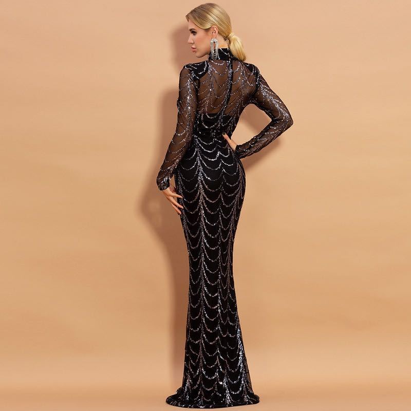 Robe Longue à Paillettes Élégante