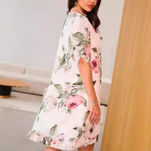 Robe Fleurie Élégante à Volants