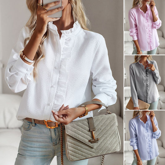 Chemise Élégante à Rayures avec Volants